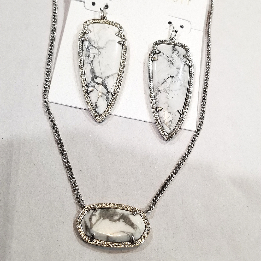 Rare White Howlite Dylan Necklace Skylar Earrings Beautiful Marbling